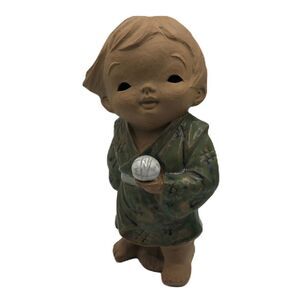 Vintage Terracotta Japanese Red Clay Pottery Figurine Sculpture Collectible Art